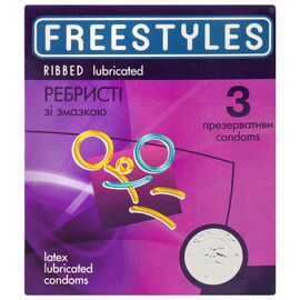 Ребристі Freestyles Ribbed 3 шт, Кількість в упаковці: 3 шт, Поверхня: Ребристі
