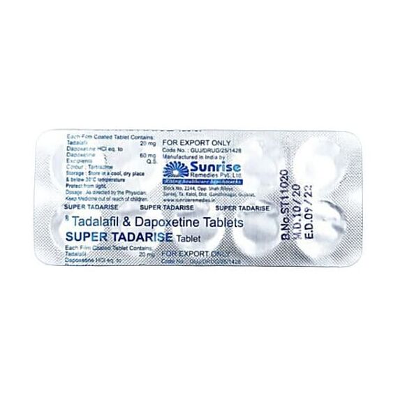 Super Tadarise (Тадалафіл 20 мг + Дапоксетин 60 мг) ➤ Потенція + Пролонгація, фото 3