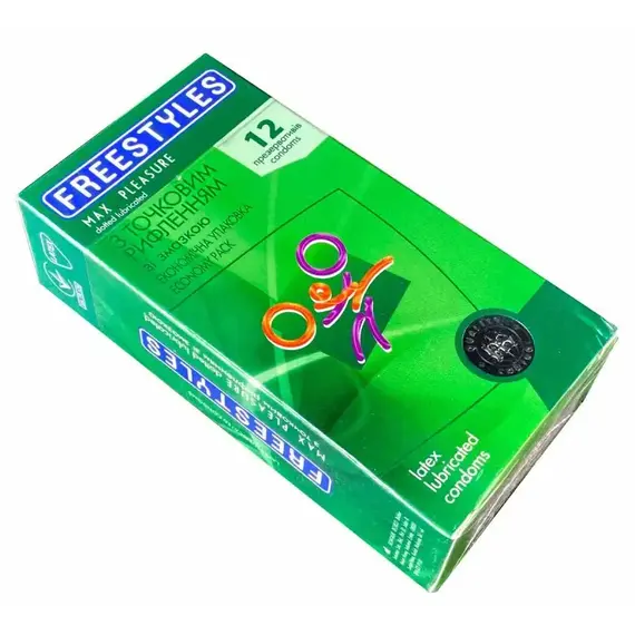 Презервативи з точковим рифленням FREESTYLES Max Pleasure 0.06 мм, 12 шт, Кількість в упаковці: 12 шт, Поверхня: З точками, фото 2