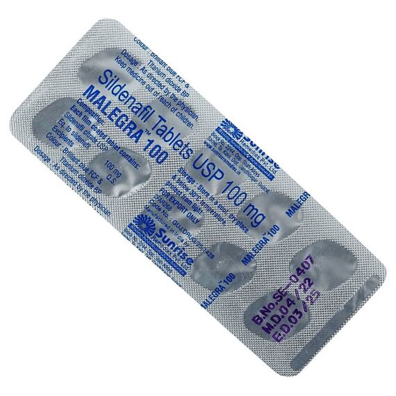 Силденафіл 100 мг (Малегра) - для потенції ➤ 10 пігулок, Дозування: 100 мг, фото 3