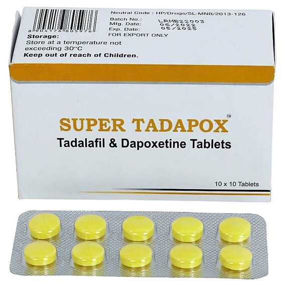Super Tadapox (Дапоксетин 60 мг + Тадалафіл 40 мг) - продовження сексу + потужна ерекція, фото 2