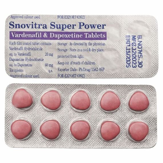 Snovitra Super Power (Левітра 20 мг + Дапоксетин 60 мг) ➤ Ерекція + Пролонгація
