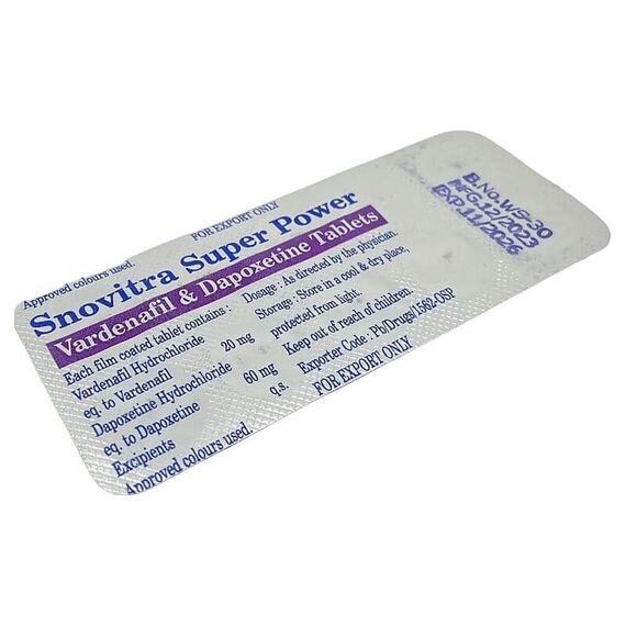 Snovitra Super Power (Левітра 20 мг + Дапоксетин 60 мг) ➤ Ерекція + Пролонгація, фото 3