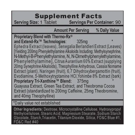 Hi-Tech Pharmaceuticals Lipodrene Hardcore ➤ 90 таблеток (90 порцій), фото 2