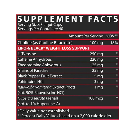 Lipo 6 Black Powerful WLS Extreme Potency ➤ 120 капсул (40 порцій), фото 2