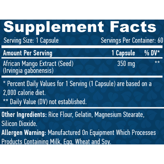 African Mango 350 мг ➤ 60 капсул (60 порцій), фото 2