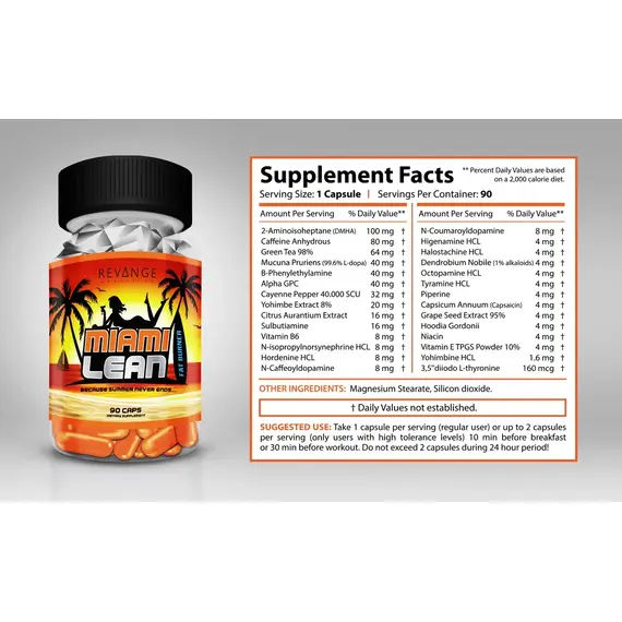 Miami Lean Revange Nutrition ➤ 90 капсул (90 порцій), фото 2