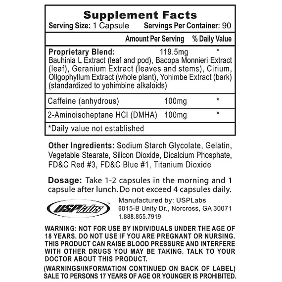 USPLabs OxyELITE Pro ➤ 90 капсул (90 порцій), фото 2