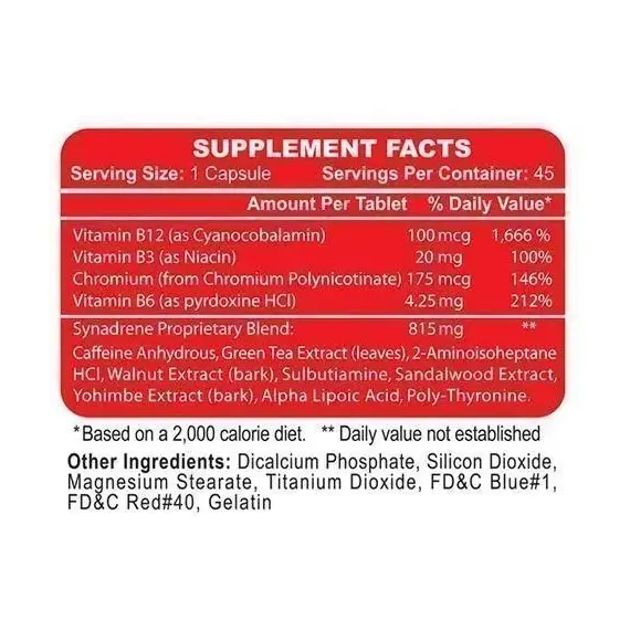 Hi-Tech Pharmaceuticals Synadrene ➤ 45 капсул (45 порцій), фото 2