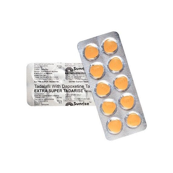 Extra Super Tadarise (Тадалафіл 40 мг + Дапоксетин 60 мг) ➤ Ерекція + Пролонгація, фото 3