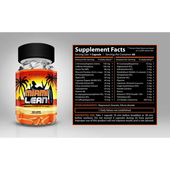 Miami Lean Revange Nutrition ➤ 60 капсул (60 порцій), фото 2