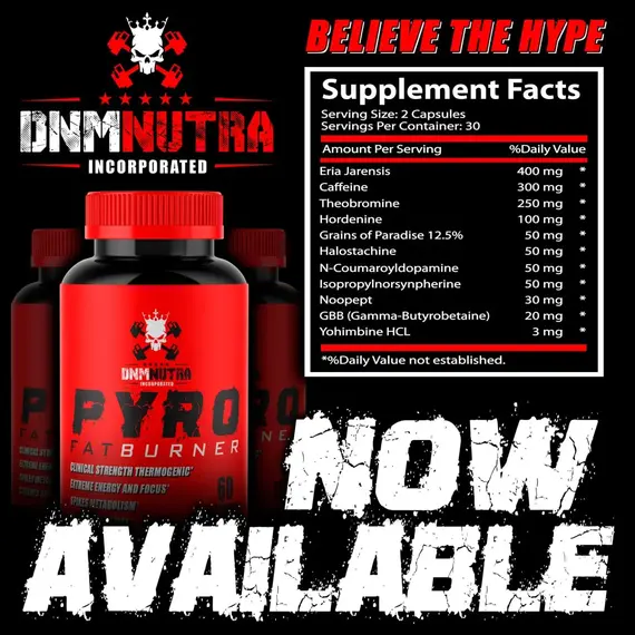 DNM Nutra Pyro Fat Burner ➤ 60 капсул (30 порцій), фото 2